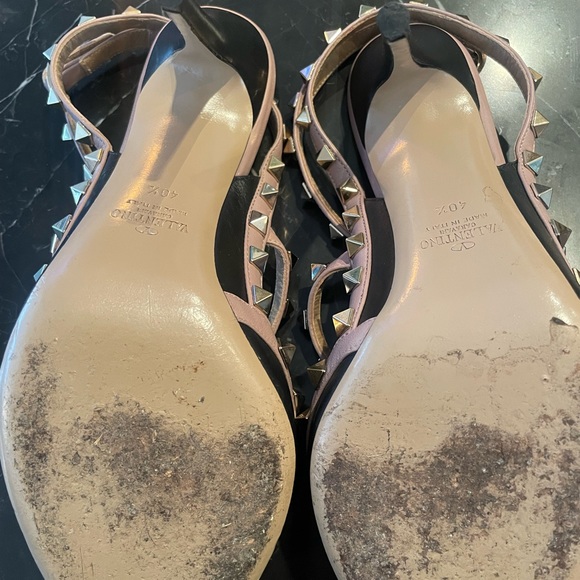 Valentino rockstud  black/tan leather ankle strap pump 100MM/ 40.5 size - Picture 5 of 5